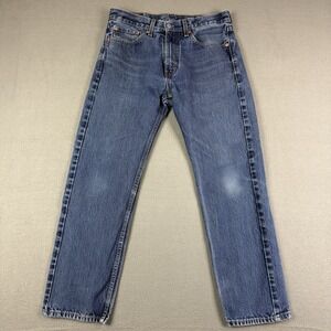 Levi's 505 Jeans Mens Size‎ 32x28* Blue Dark Wash Blue Denim Straight Leg STAINS